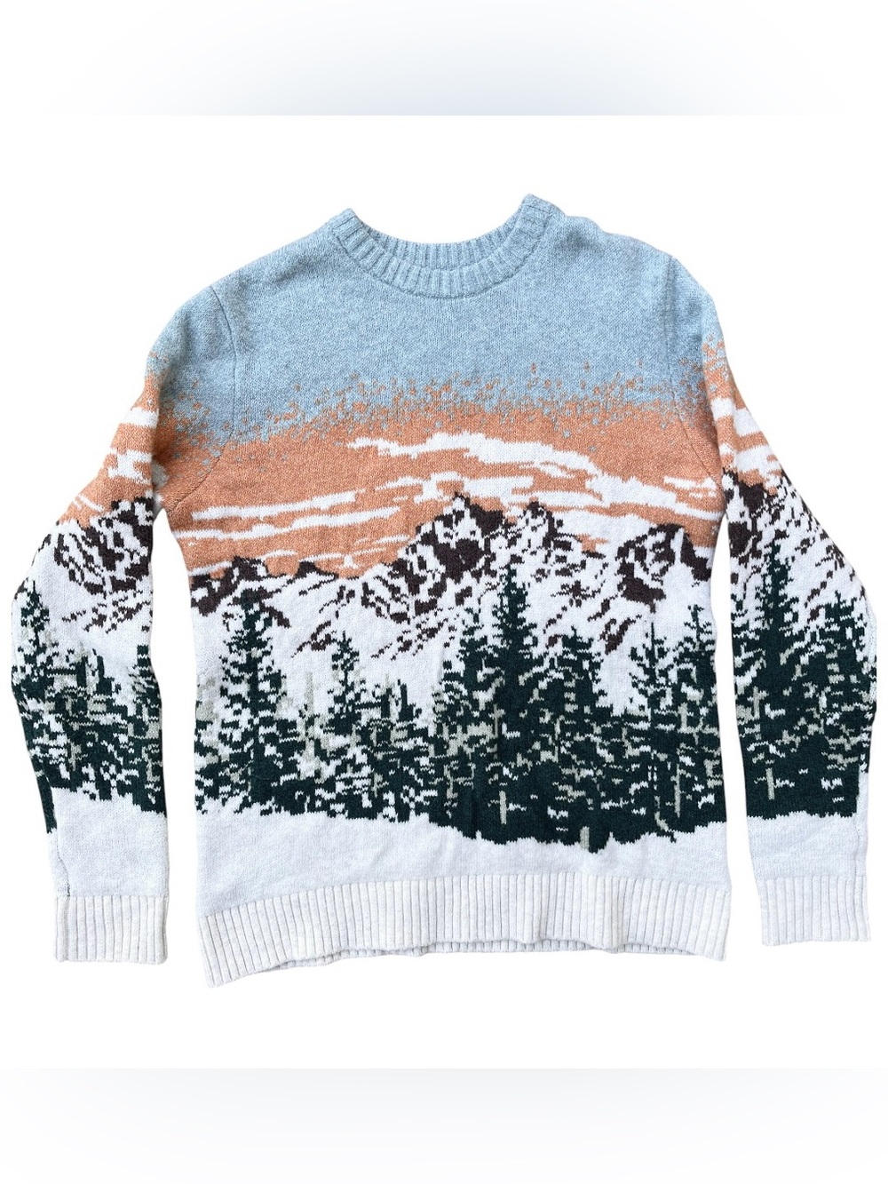 Old Navy So Soft Multicolor Mountain Landscape Crewneck Sweater Knit Size Men’sS